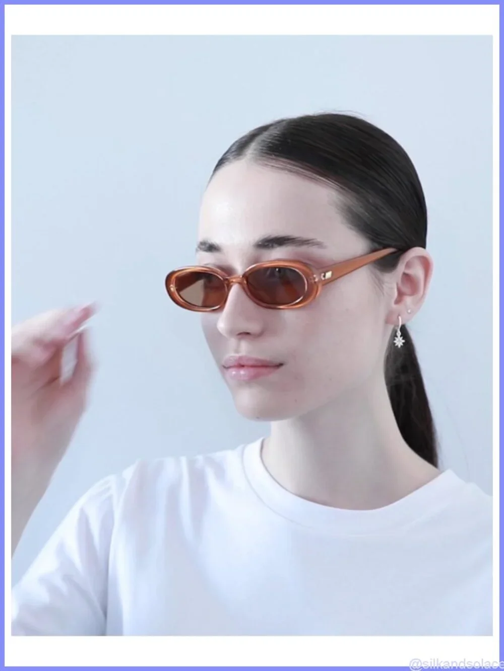 Oval Retro 90s Style Sunglasses Polarized UV Protection Half-Frame